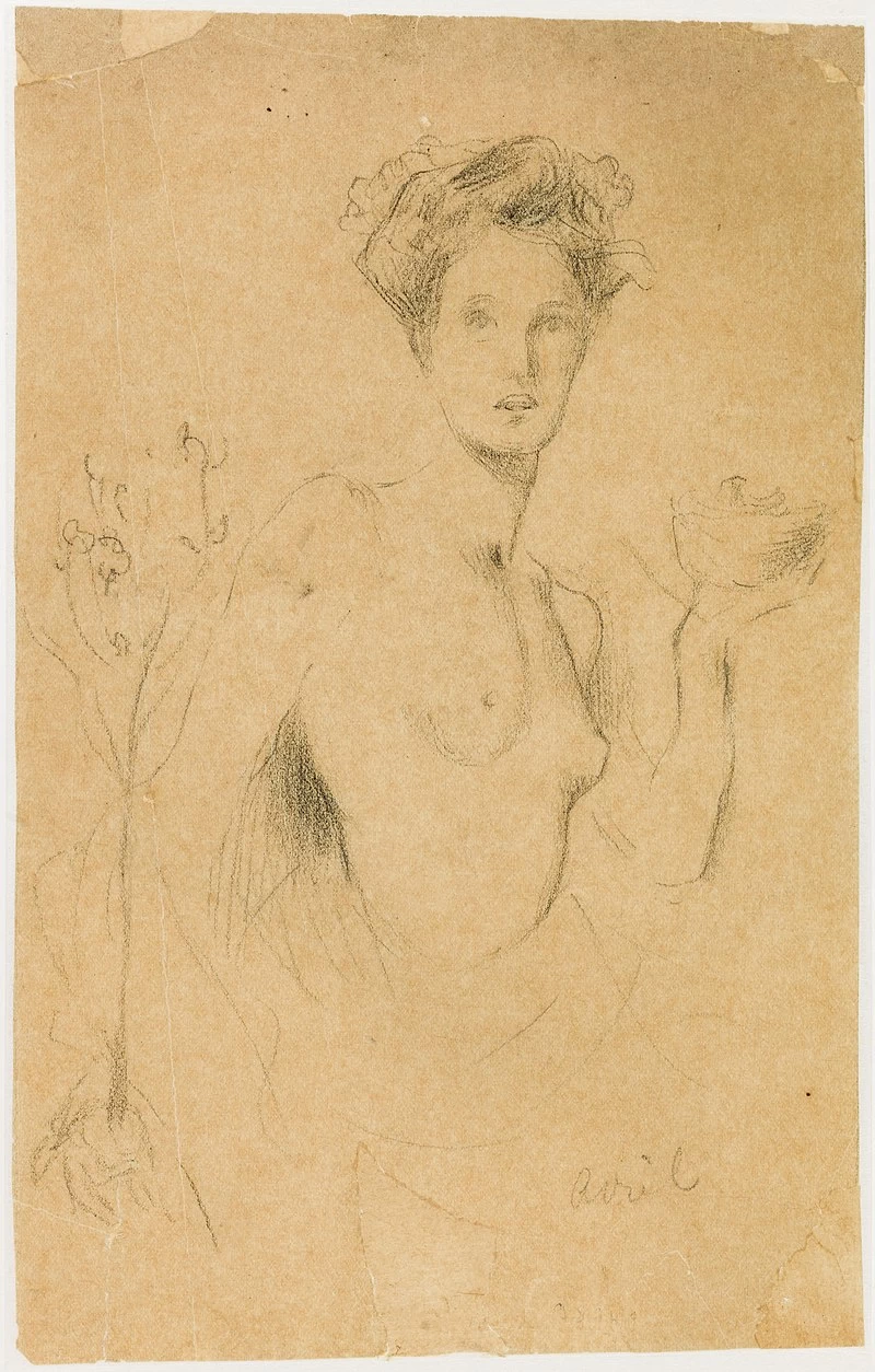 Busto di donna, coronato di fiori